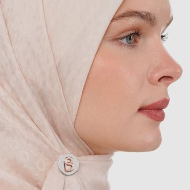 Round Pin Brooch Rosegold-silver Bros Dagu Buttonscarves Asli dan Baru