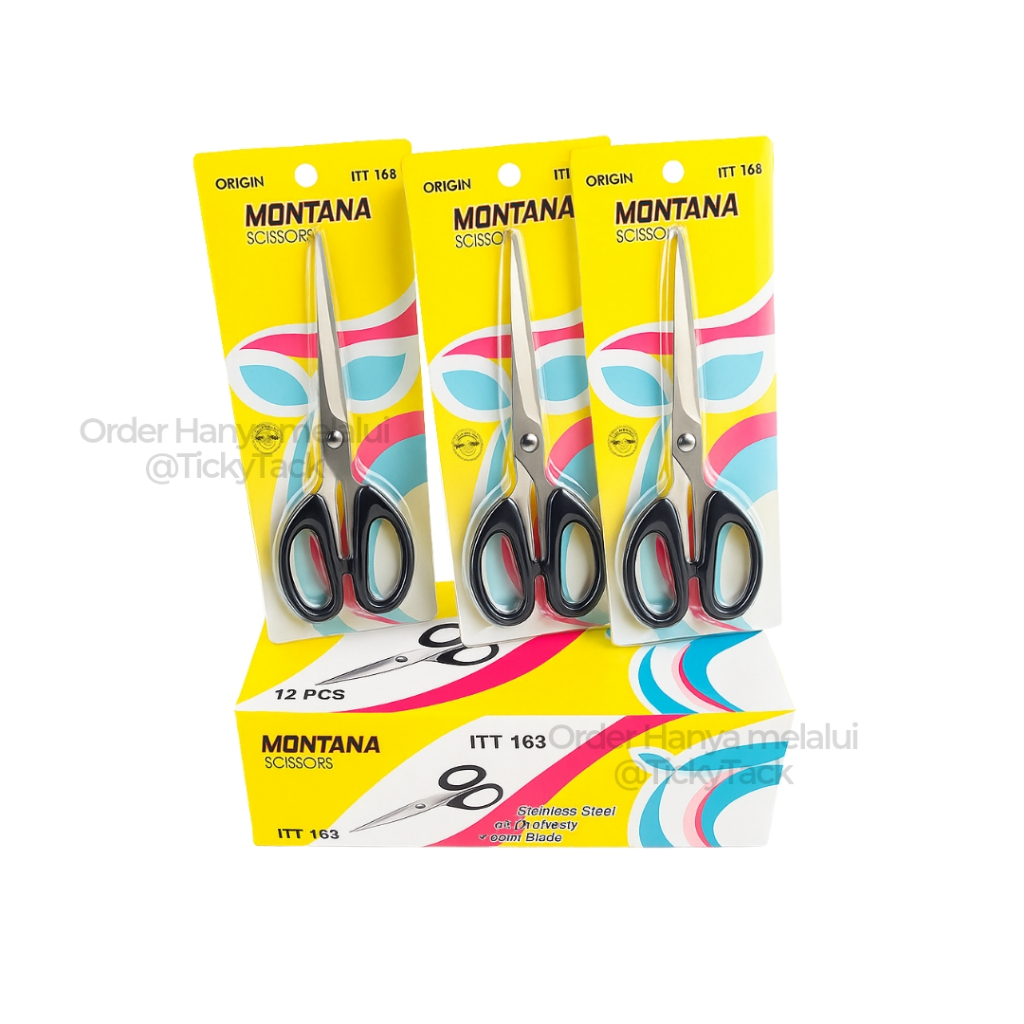 

019 Gunting [ SEDANG ] Montana Besi Gagang Plastik Ukuran Kecil Sedang Besar | Gunting Serbaguna Tajam Awet | Gunting Kain, Kertas, Dapur, Kantor, Rumah | Montana Scissors Original Murah Berkualitas Tinggi