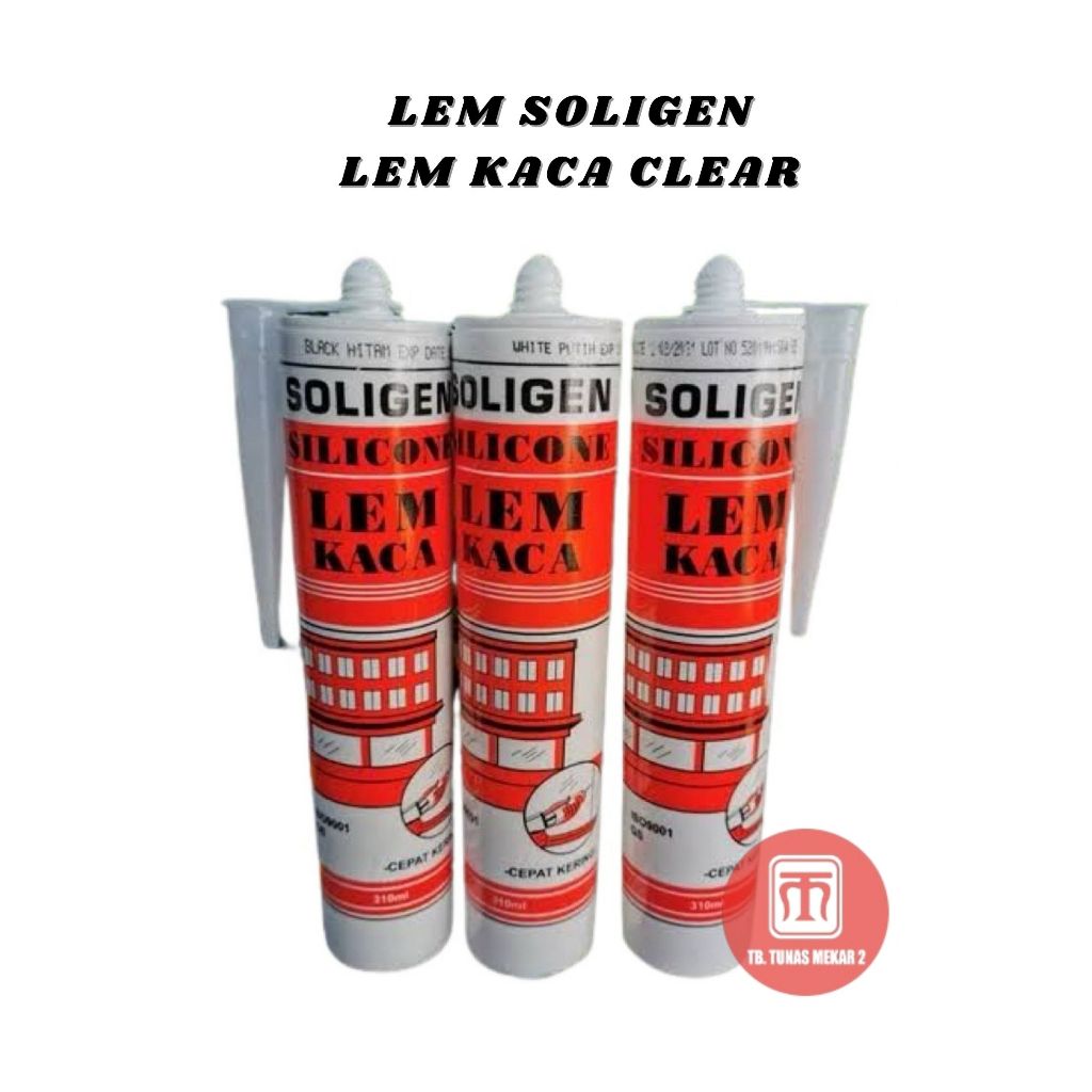 Lem SOLIGEN Kaca Sealant Botol 336 Gram/Lem Aquarium (Akuarium) Clear Hitam Putih/ Lem soligen Temba