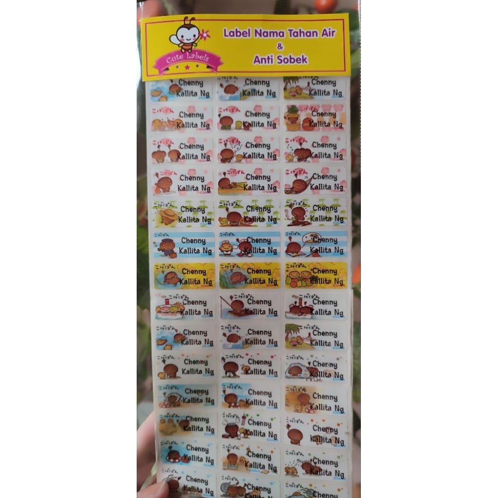 

cute labels motif kogepan.sticker nama utk buku,alat tulis,t4 makan ,minum.