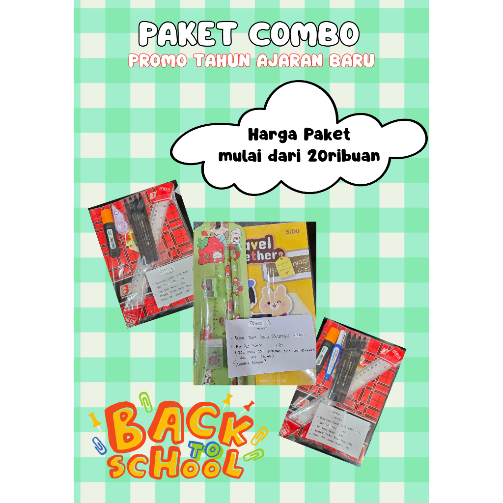

PAKET COMBO SEKOLAH ANAK 5 in 1 / PAKET 20RIBUAN LENGKAP / PAKET BUKU TULIS ATK ANAK SEKOLAH / PROMO TAHUN AJARAN BARU / SIAP MASUK SEKOLAH / DISKON MASUK SEKOLAH / BUKU TULIS ATK LENGKAP / BUKU SIDU / BUKU CAMPUS / PROMO 17 AGUSTUS