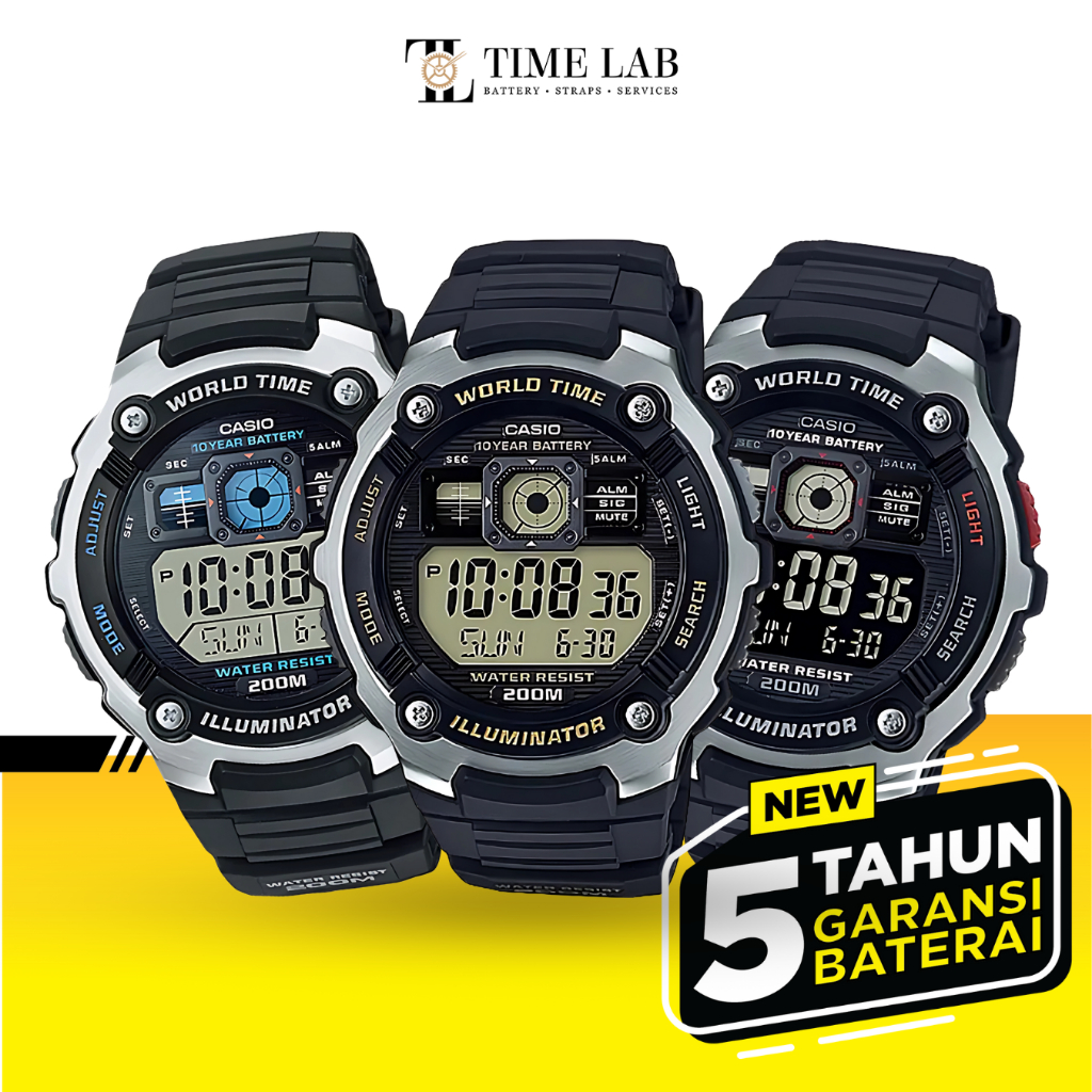 CASIO ORIGINAL AE-2000 / AE 2000 / AE-2000WD-1A / AE-2000W-1A / AE-2000W-9A JAM TANGAN PRIA DIGITAL