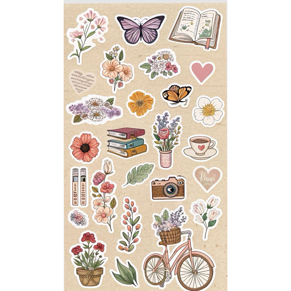 

Stiker Planner DIY Scrapbook Stiker Dekor Jurnal Notebook Vintage Bunga