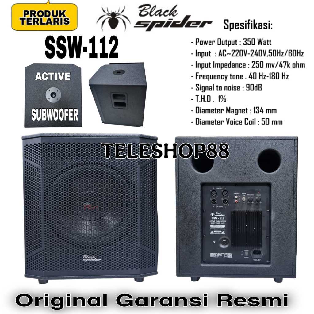 Subwoofer Aktif 12 Inch Blackspider SSW112 Black Spider SSW 112