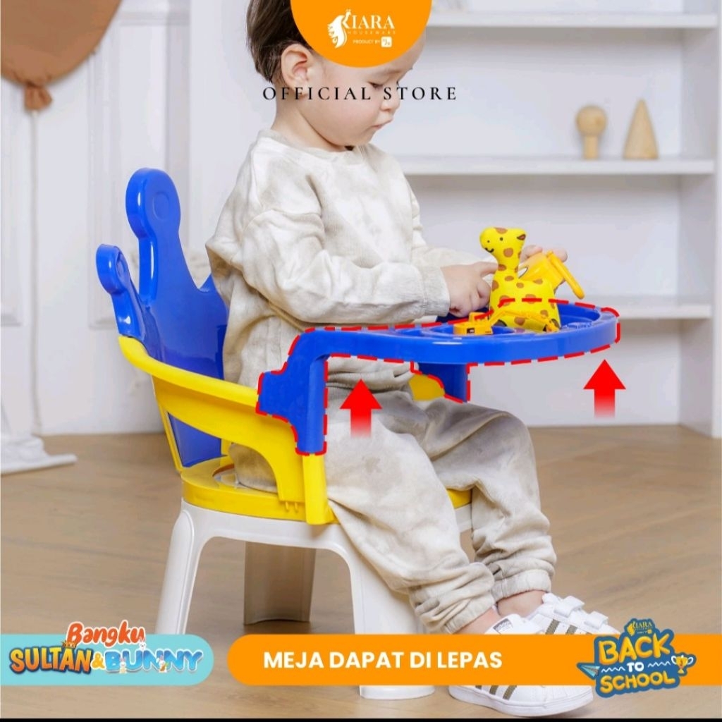 KIARA HOUSEWARE Set Meja Kursi Anak Sultan Bangku Belajar Plastik Sandaran