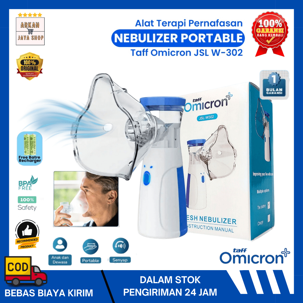 Taff Omicron Mesh Nebulizer Portable Uap Anak Dewasa Alat Nebul Terapi Oksigen Bantu Pernapasan Inha