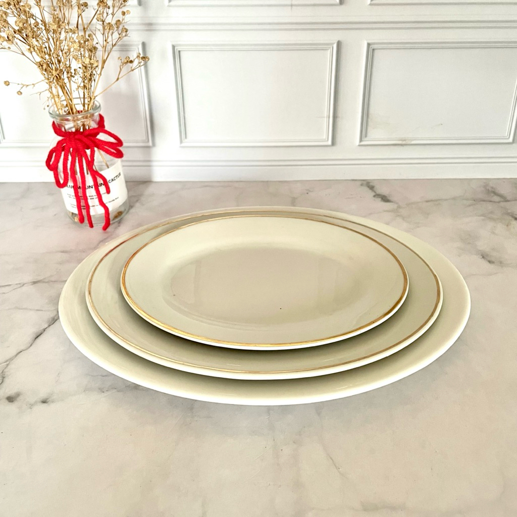 Piring Keramik 1 PCS - Piring Saji Oval Kecil Standard Besar