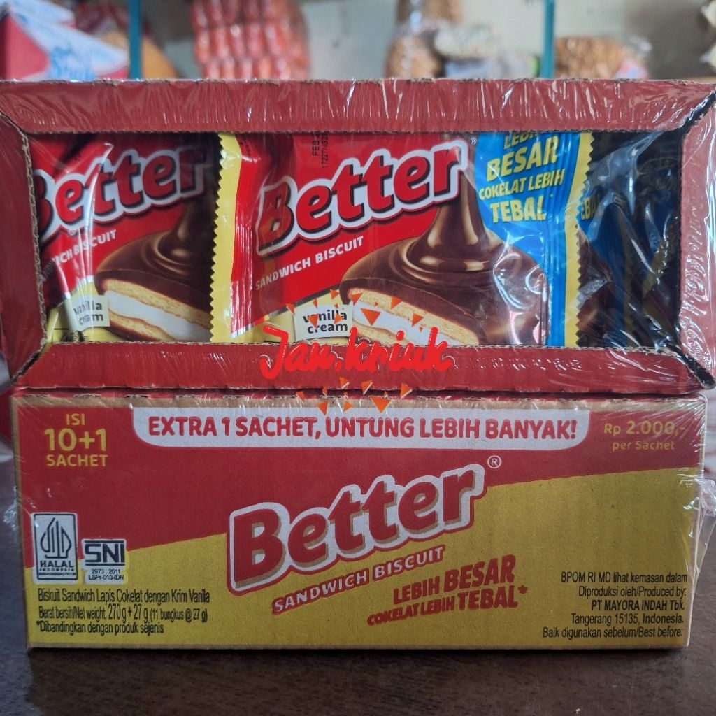 

Better Bigger Sandwich Biskuit coklat Mayora isi 10 pcs