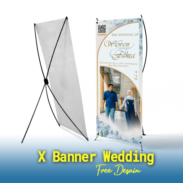 Cetak X Banner pernikahan, Banner Pernikahan, Banner wedding, Cetak Banner Pernikahan sama tiang, Ti