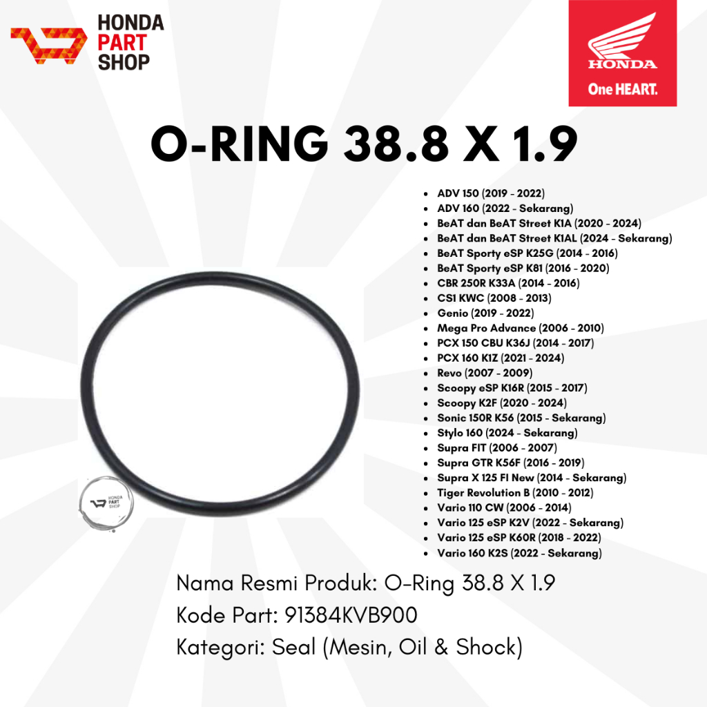 91384KVB900 O-Ring 38.8 X 1.9