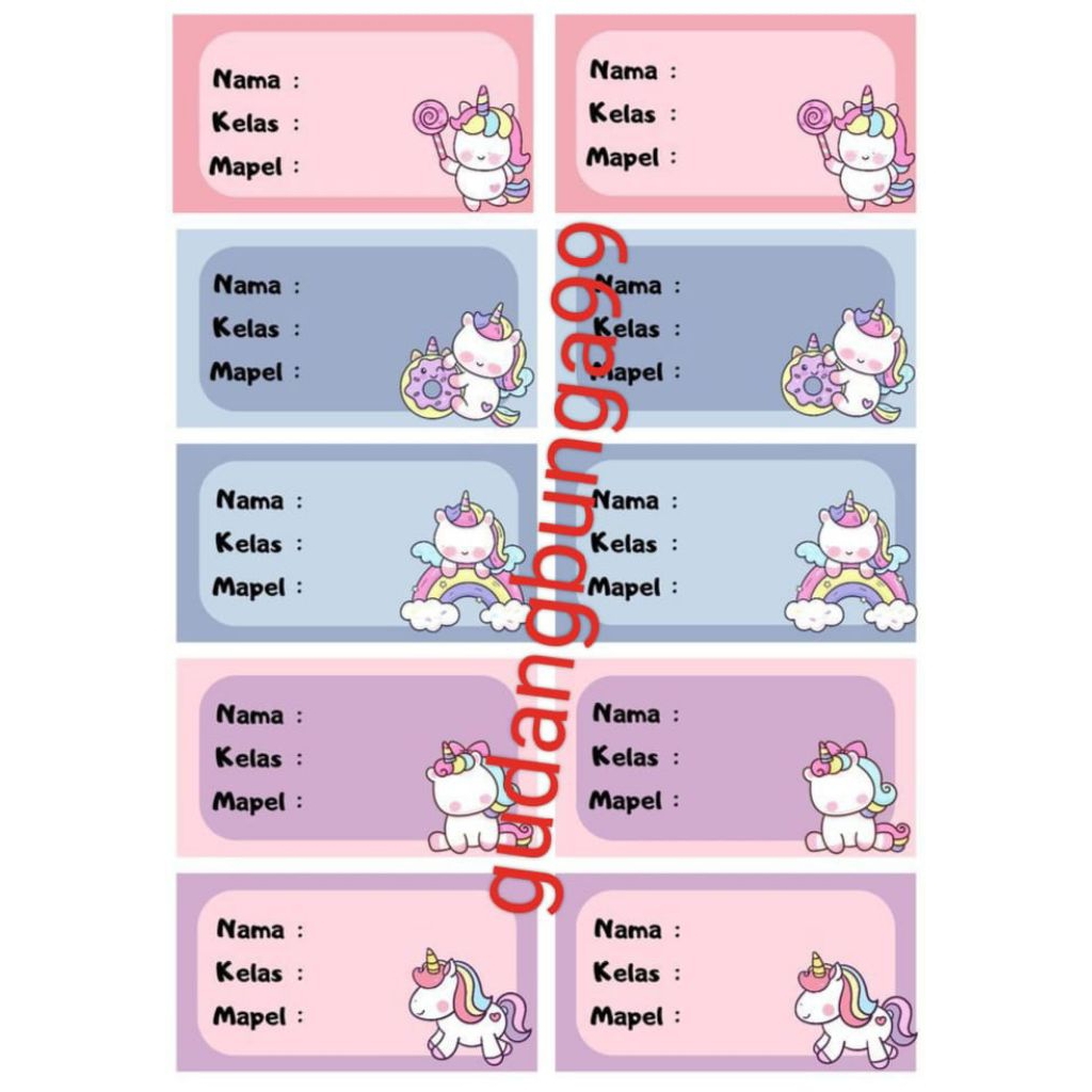 

Stiker label mapel mata pelajaran isi 40pcs