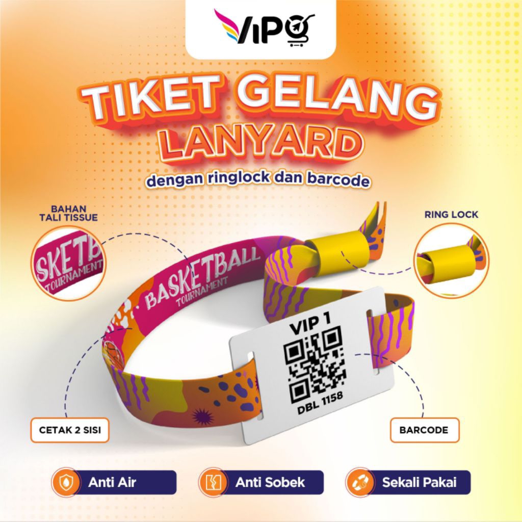 Tiket Gelang Lanyard / Tiket Konser Lanyard + Barcode