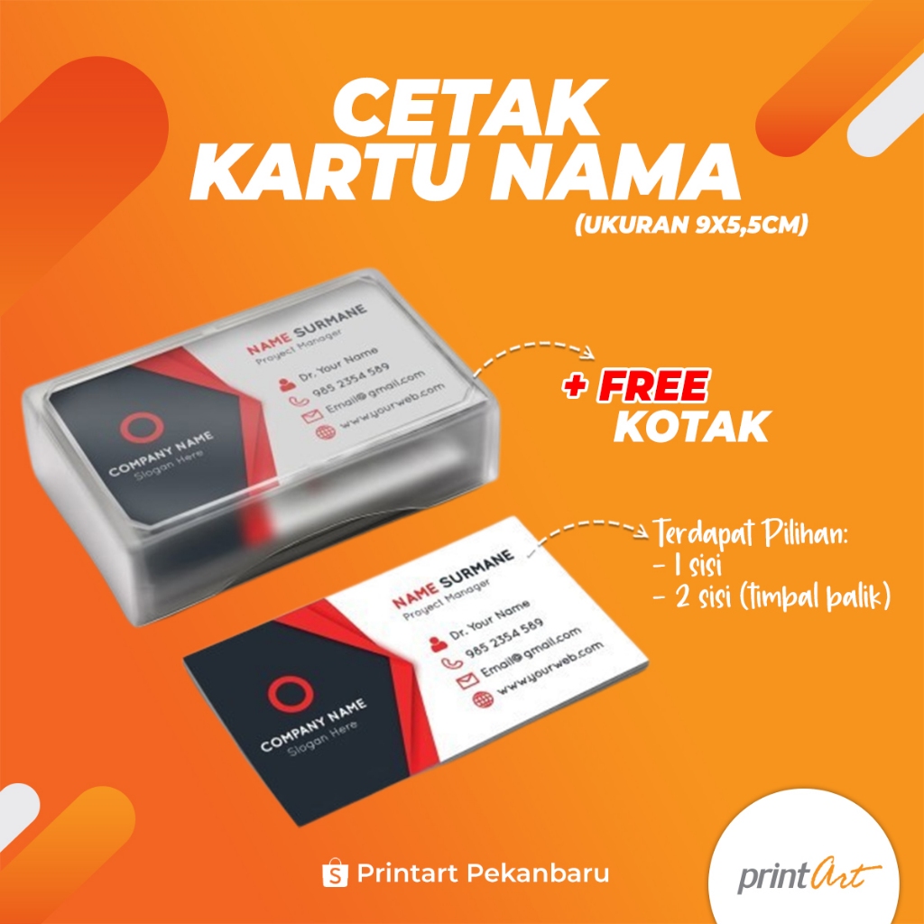

PRINTART - FREE DESAIN CETAK KARTU NAMA 1 SISI / 2 SISI TIMBAL BALIK (1KOTAK)