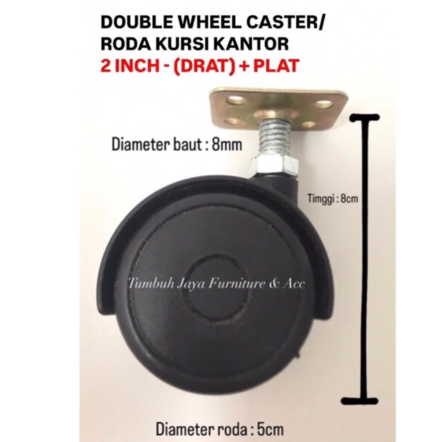 Roda Caster Divan Sorong Springbed/ Roda Dipan Two in One/ Roda Kursi kantor 2 INCH