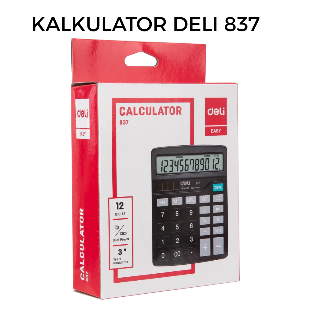 

Deli Desktop Calculator / Kalkulator Meja 12 Digit Dual Power Layar LCD 837