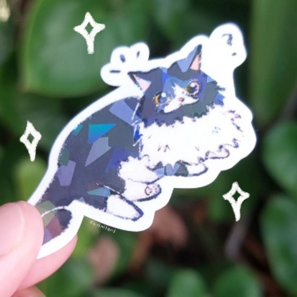 

Cat Sticker Black and White Stiker Kucing by Otimiland