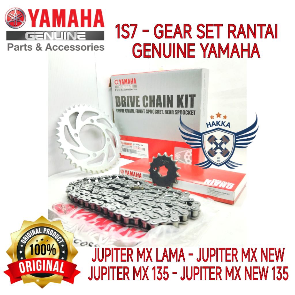 1S7 ORIGINAL GEAR SET + RANTAI YAMAHA JUPITER MX LAMA, GEAR SET YAMAHA JUPITER MX NEW, GEAR SET YAMA