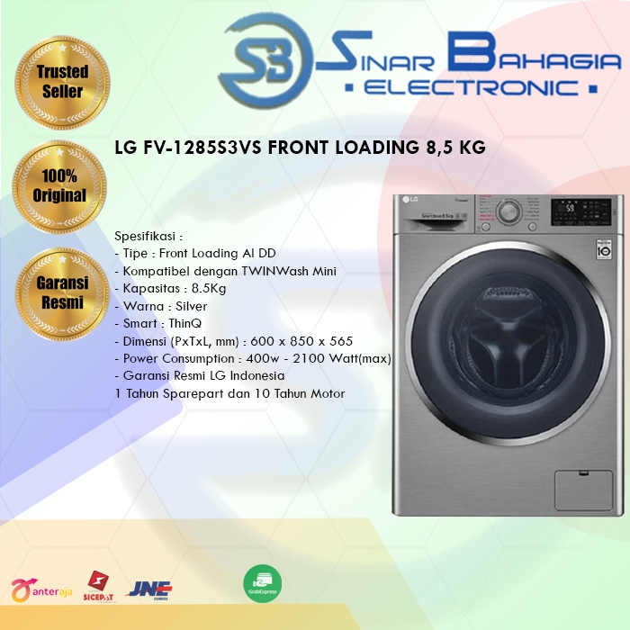 LG FV1285S3VS FRONT LOADING 8 ,5 KG  (NEW) (KHUSUS BANDUNG)