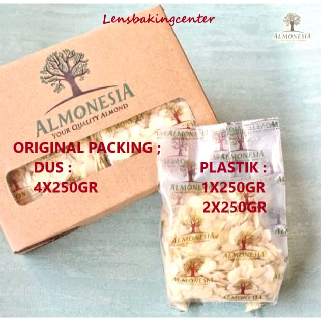

100% Almonesia Sliced Iris Kacang Topping Almond Slice ORIPACK 1Kg 4 x 250gr 2 x 250gr 1 x 250 gr