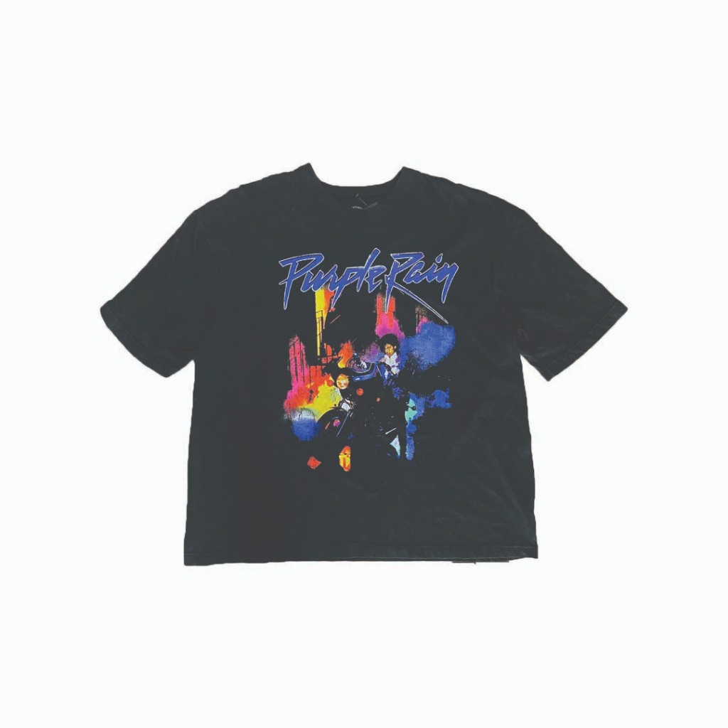 Prince Tee Purple Rain Cropped Tshirt Black Spark