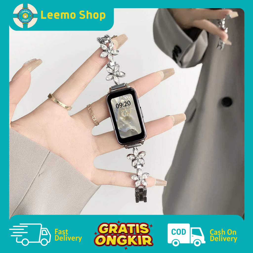 Tali Jam Strap Jam Tali jam tangan wanita Bunga Zircon Aromaterapi untuk Huawei Band 7/8/9/10 – Styl