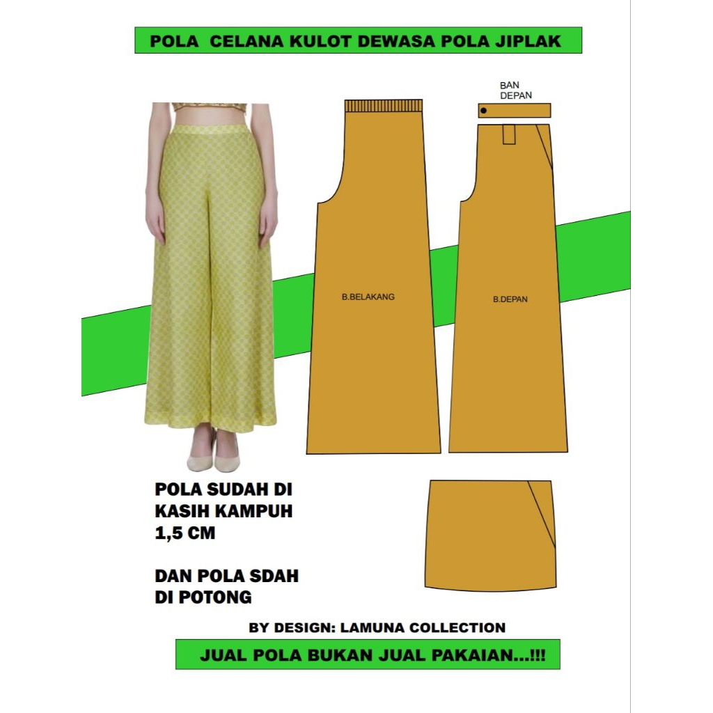 Pola celana kulot wanita dewasa