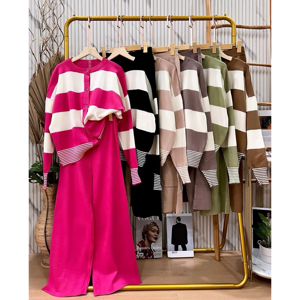 Setelan Celana wanita Liris Besar/setelan celana rajut knit wanita