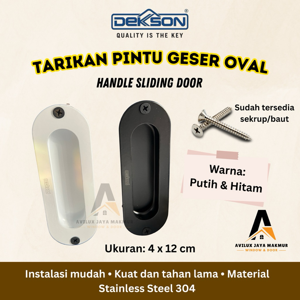 DEKSON Handle Tanam Pintu Sliding Dekson Tarikan Pintu Geser Oval Pull Plat 012