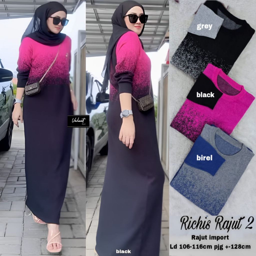 DRESS RAJUT IMPORT | Dress Rajut Wanita Muslim Korea Style Knit Jumbo LD 116 | Gamis Rajut Premium T