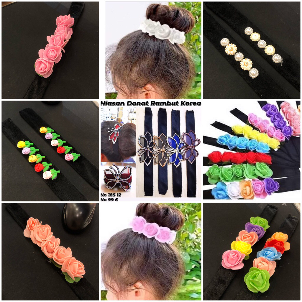 (PER PC) Hiasan jepit Donat Rambut Anak Mawar Putih/Kawat Sanggul Rambut/Hiasan Sanggul U 0008