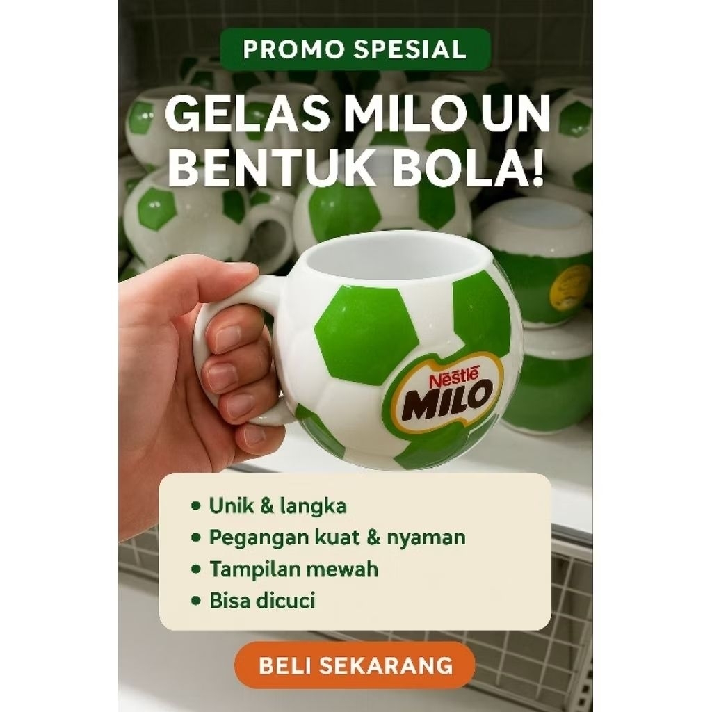 GELAS MILO UNIK BENTUK BOLA stock lama dan langka