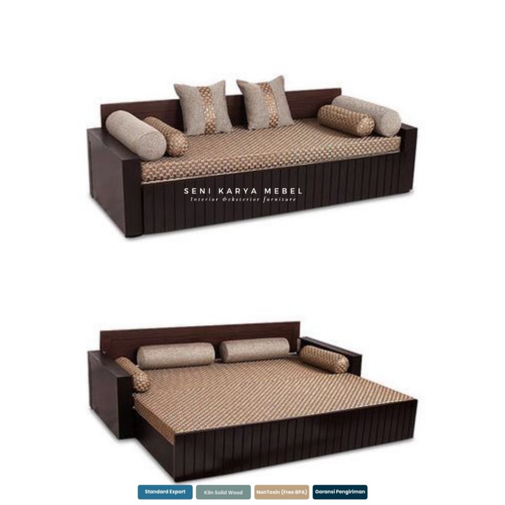 Bangku Bed Jati  Sofa Bed Minimalis Kayu Jati Grade A