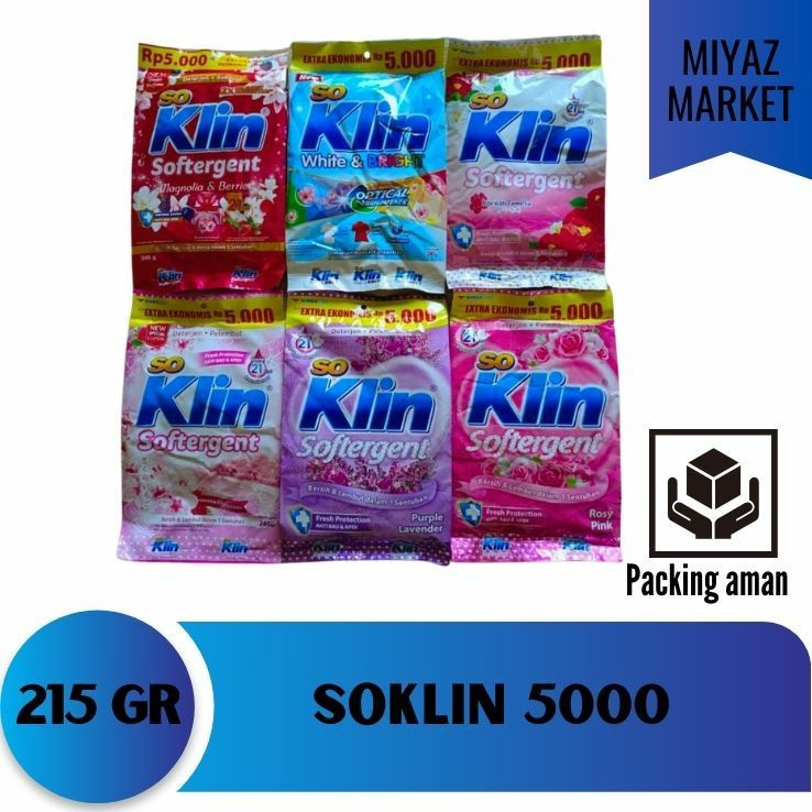 ❤MIYAZMARKET❤ So Klin Detergen Bubuk / Deterjen Bubuk SoKlin 5000 / Soklin BUBUK 215g 5000