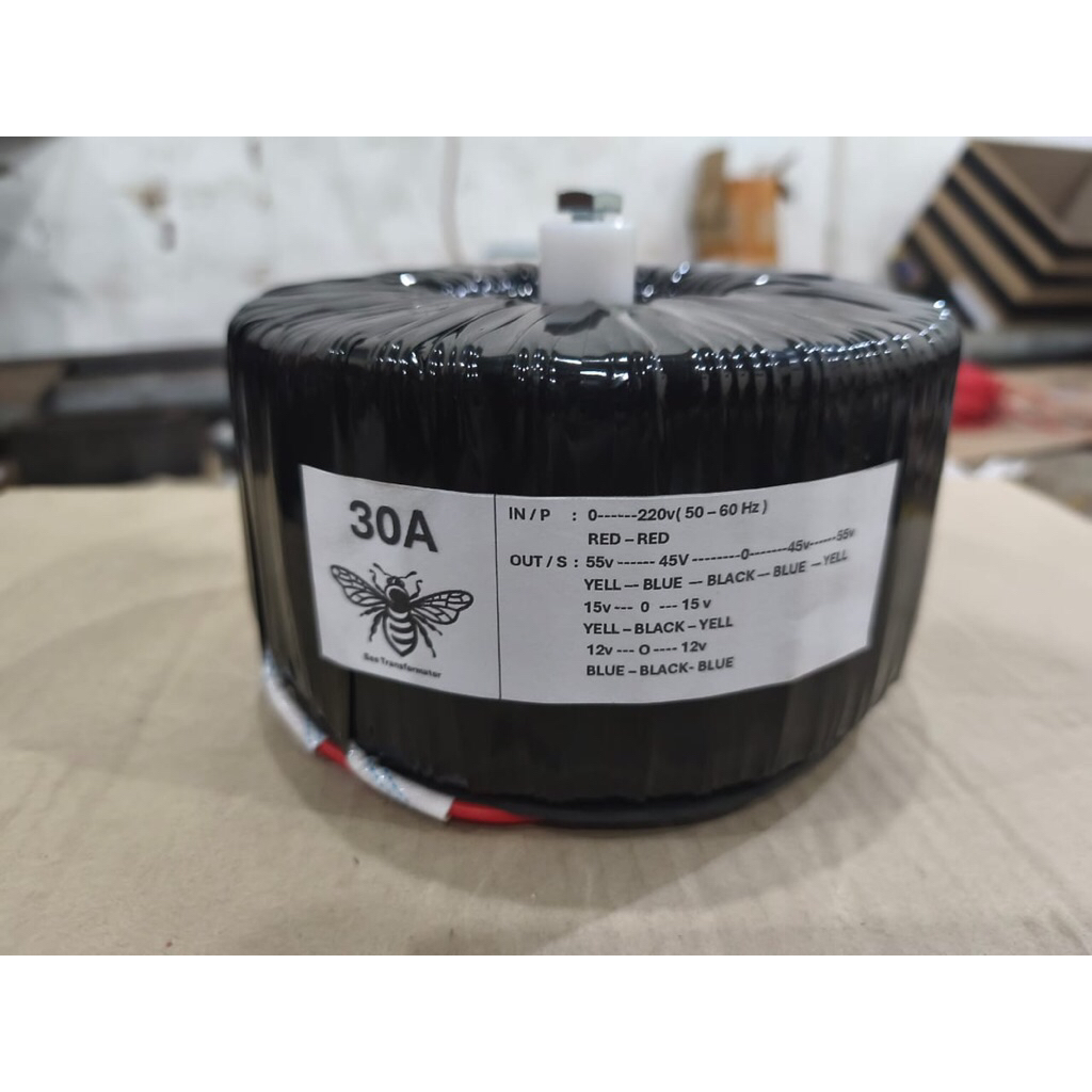Trafo toroid 30amper murni ct 55v - 45v free baut pemasangan