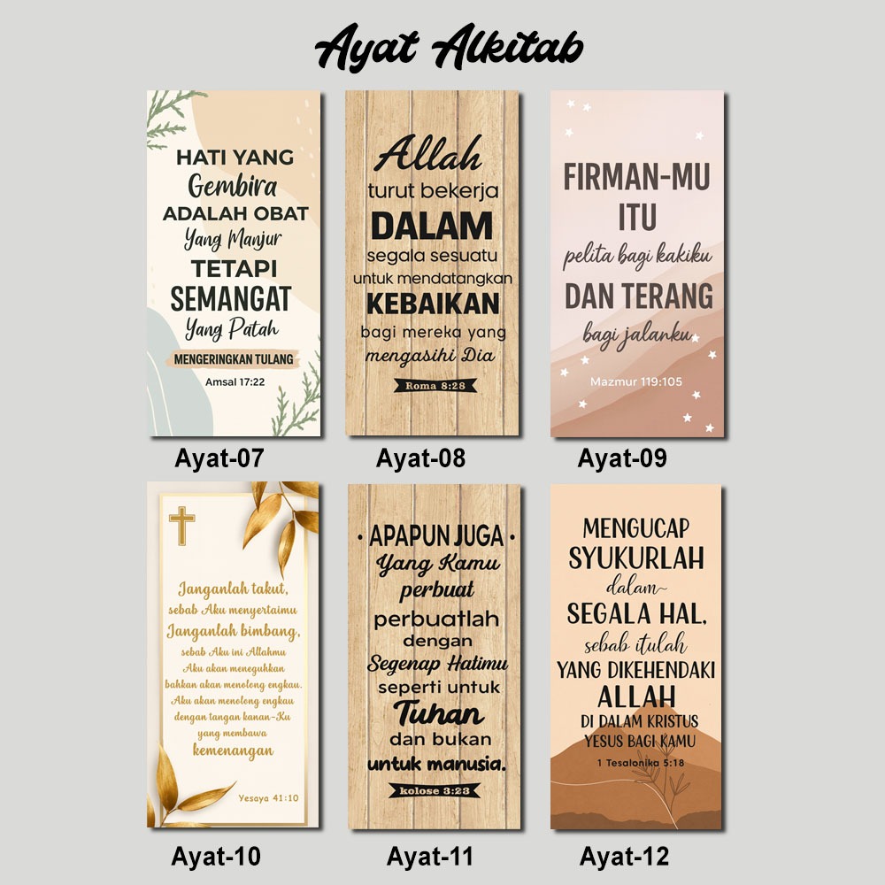 6 pcs Poster Ayat Alkitab Dekorasi Dinding - Kado Natal