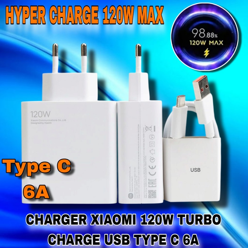 (PROMO) Charger Xiaomi 120W Turbo Charge / POCO / BLACK SHARK / 6A USB TYPE C 120 WATT