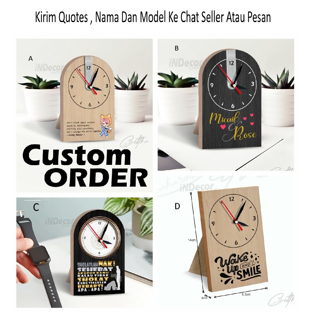 Gudang'D - Jam Meja Mini Kayu Analog / Jam Custom Estetik Mini / Jam Mini Meja Kerja