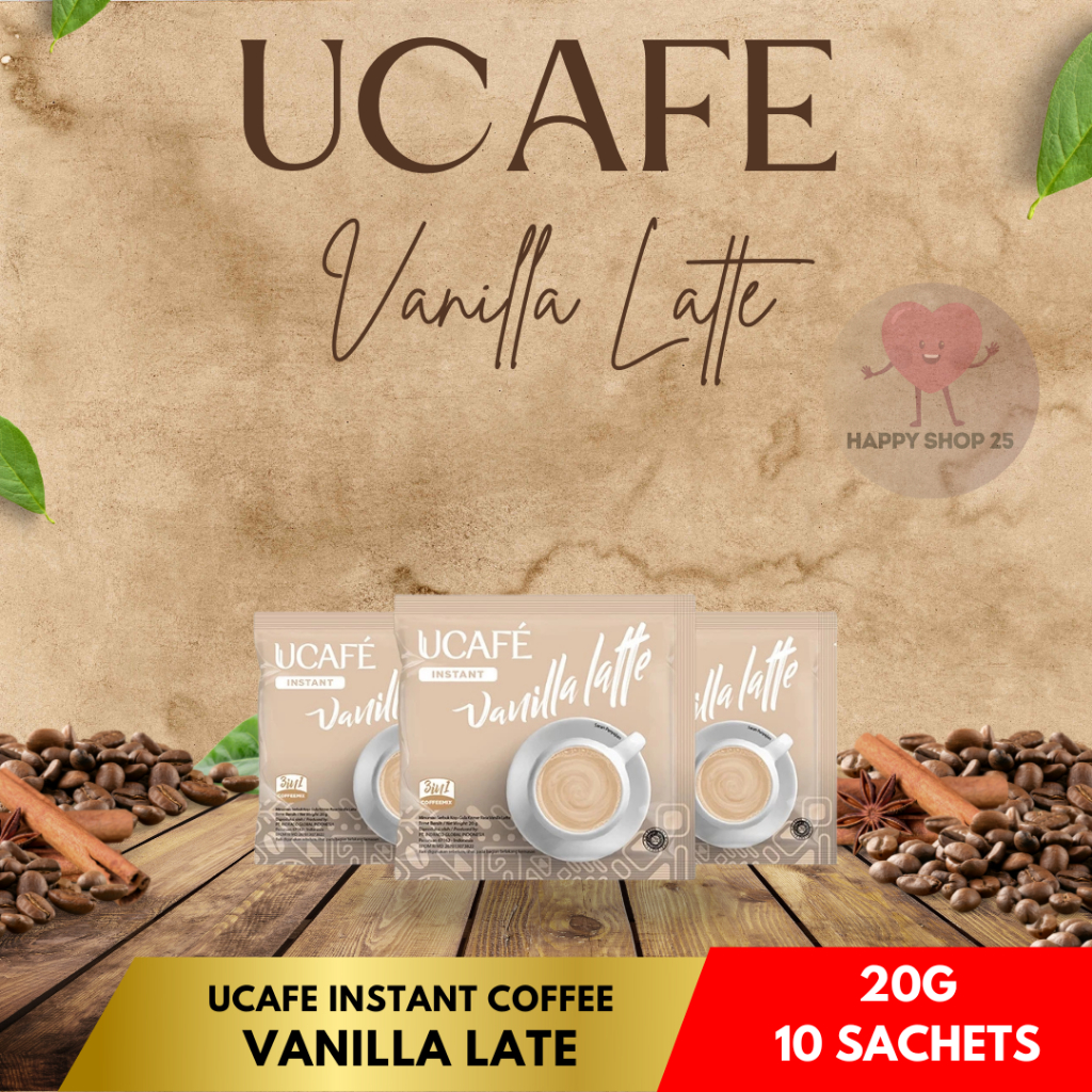 

UCAFE Instant Coffee Vanilla Latte R10 (10 sachets x 20g) | Kopi Instan vanilla latte 10x 20gram