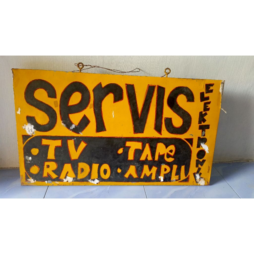 

Papan plakat iklan servis elektronik lawas jadul vintage