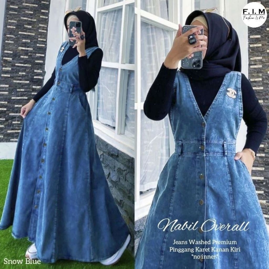 Zefina Overall Jeans Wanita Overall Dres Muslim Korea terbaru  Arlinda Overall Jeans