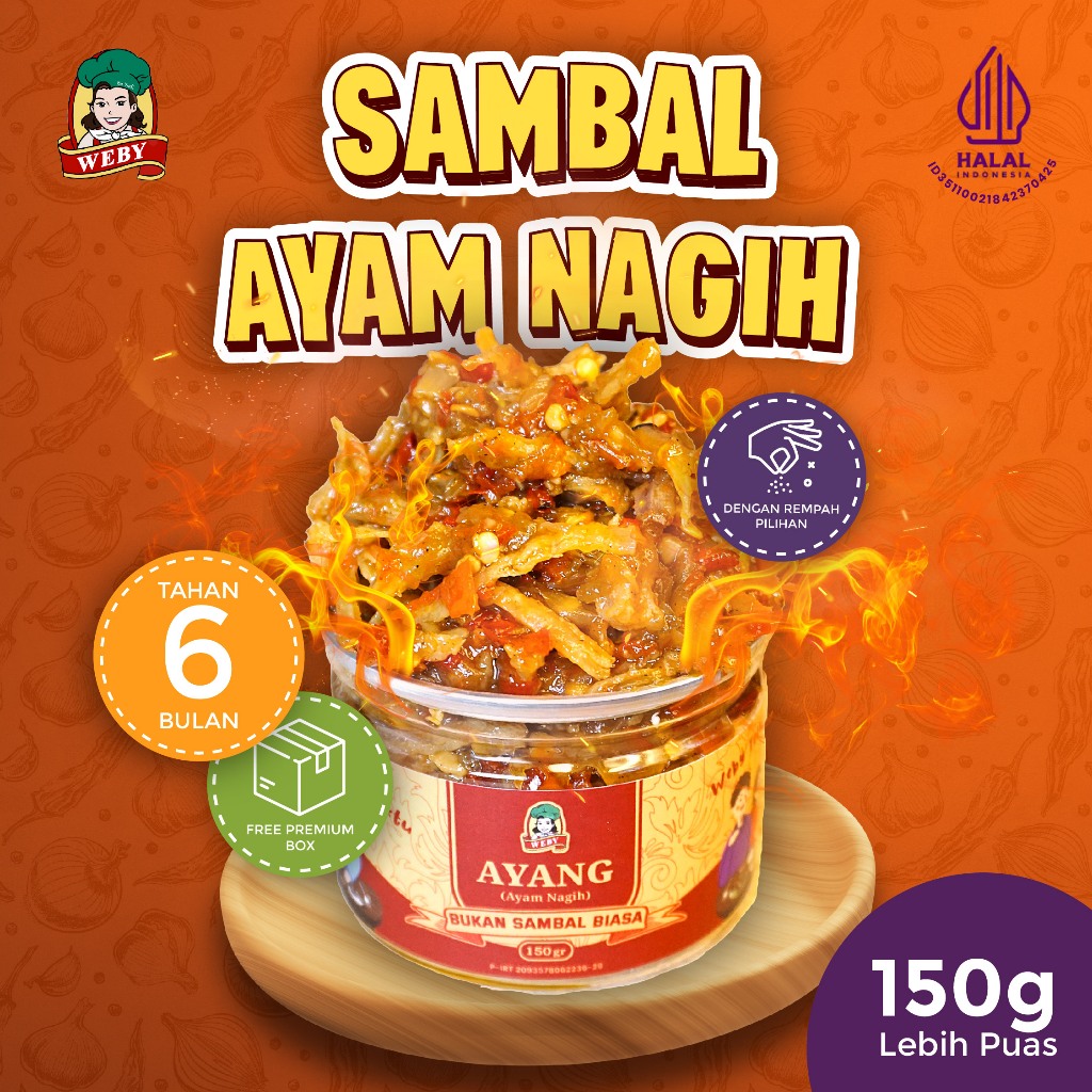 

SAMBAL WEBY - Sambal Ayam Nagih (AYANG) Sambal Ayam Suwir Enak isi 150gr - 100% Halal & Sudah BPOM