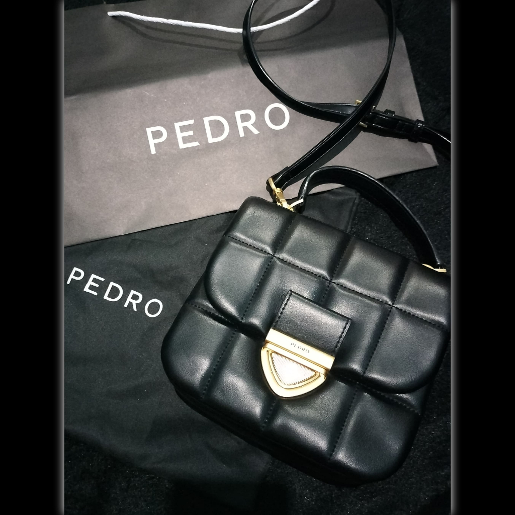 Tas Pedro Mini Quilted Shoulder Bag Black Original Kualitas Masih Oke