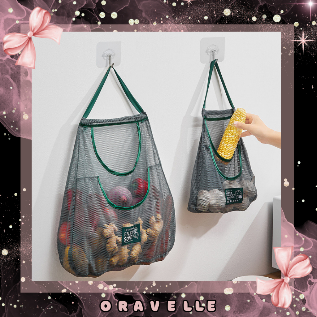 ORAVELLE |Tas Keranjang Buah / Tas Jaring Belanja Kantong Sayur Bawang Belanja Buah / Travelmate Tas