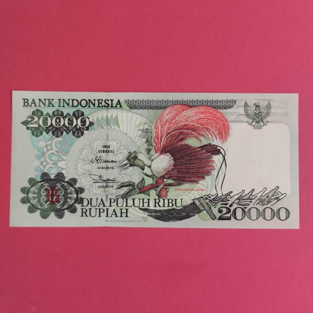 Uang Kuno Kertas Rp 20000 Tahun 1995 Cendrawasih Merah UK 009