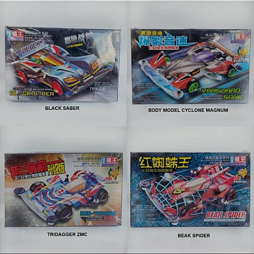 Mainan Tamiya Mini 4wd Merk ChaoXing MoWang Lets And Go Clear Chassis Mobil Balap