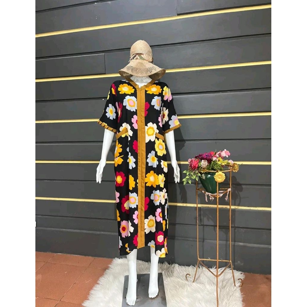 Daster long dress rayon kombinasi premium Jumbo Laris ternyaman Grosir daster Tasikmalaya