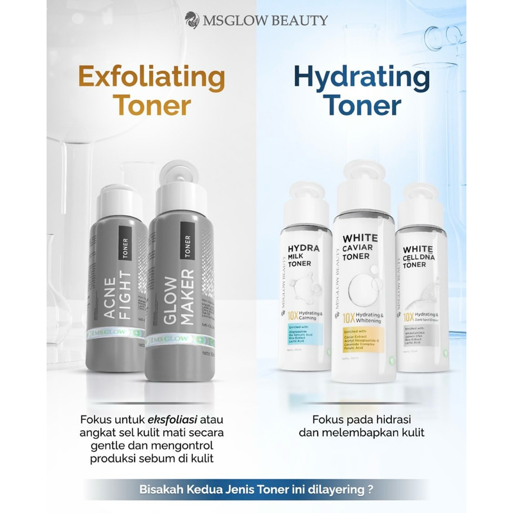 (Bisa COD) Toner ACNE / GLOWING Ms Glow Pilih Variasi ORI AGEN RESMI BEKASI JKT Cikarang cibitung