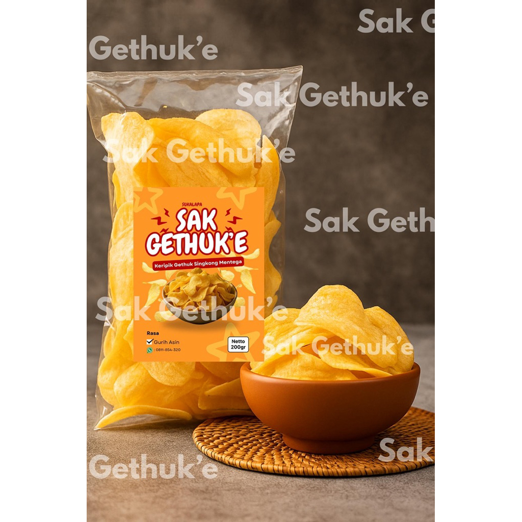 

Sak Gethuk’e Cemilan Keripik Singkong GETUK Goreng Asin 500 gram