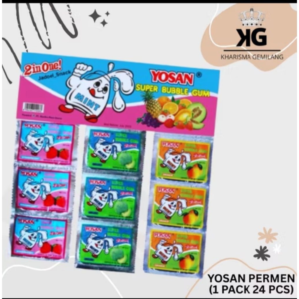 

Yosan permen karet 1 Pack permen karet 2IN1 permen karet jadul permen karet jadul anak dewasa dewasa