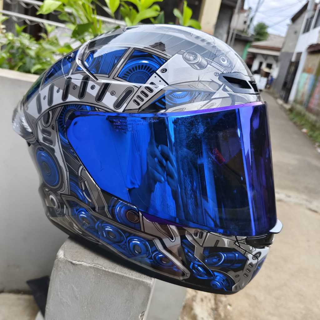 HELM NHK RX9 MOTIF WOLF CYBER BLUE